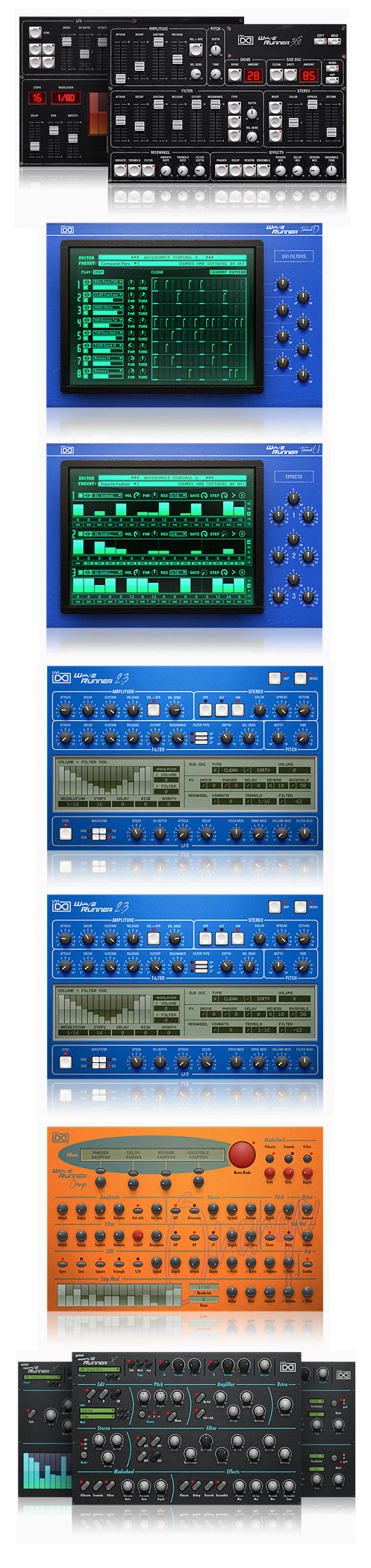 UVI WaveRunner incluye siete sintetizadores basados en legendarios sonidos wavetable