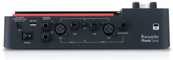 iTrack Dock incorpora dos previos de micro, entradas estéreo y USB con capacidad MIDI  