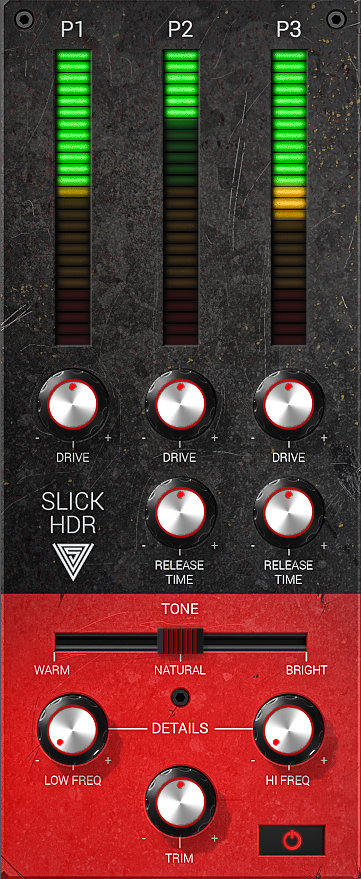 El panel gráfico vertical del procesador psicoacústico Variety Of Sound SlickHDR